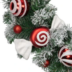 Frosted Pine Artificial Christmas Wreath With Swirled Candy Ornaments, 24-Inch -Best Christmas Store northlight sm94104 3 55013.1680184312