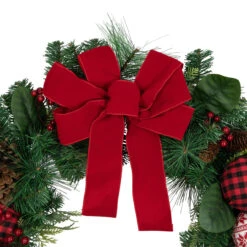 Red Bow And Mixed Foliage Artificial Christmas Wreath With Ornaments, 30-Inch -Best Christmas Store northlight sm94106 4 03488.1667312625