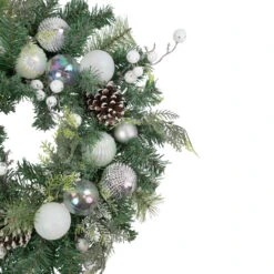 Green Pine Artificial Christmas Wreath With Berries And Iridescent Ornaments, 24-Inch -Best Christmas Store northlight sm94110 2 59093.1667530852