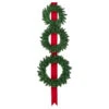 Set Of 3 Pre-Lit Battery Operated Wreaths On Red Ribbon Christmas Decoration, 6.5'
