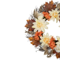 Orange And Cream Floral Fall Harvest Artificial Wreath, 22-Inch -Best Christmas Store northlight sm94128 2 38951.1667540285