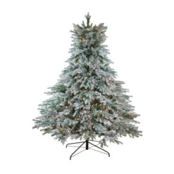 7.5' Pre-Lit Full Flocked Jasper Balsam Fir Artificial Christmas Tree - Clear Lights
