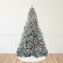 9' Pre-Lit Flocked Winema Pine Artificial Christmas Tree - Clear Lights