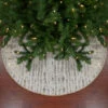 48" Cream And Gold Wood Grain Pattern And Faux Fur Christmas Tree Skirt