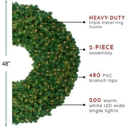 48" Pre-Lit Olympia Pine Artificial Christmas Wreath - Warm White Lights -Best Christmas Store northlight th90411 thumbnail 17292.1667529923