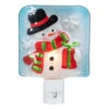 6" Blue And White Glass Snowman Christmas Night Light