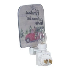4" Red And Green Christmas Night Light With A Reindeer And Car -Best Christmas Store northlight tn91440 3 07141.1667519173