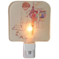 6" Norman Rockwell 'A Christmas Prayer' Glass Night Light