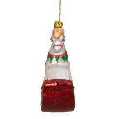 5" White And Red Rocking Horse With Gifts Glass Christmas Ornament -Best Christmas Store northlight tr83476 2 14862.1667533839