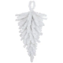 30" Snow White Pine Artificial Teardrop Christmas Swag, Unlit