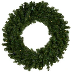 Pre-LitLED Canadian Pine Artificial Christmas Wreath, 30-Inch, Multicolor Lights