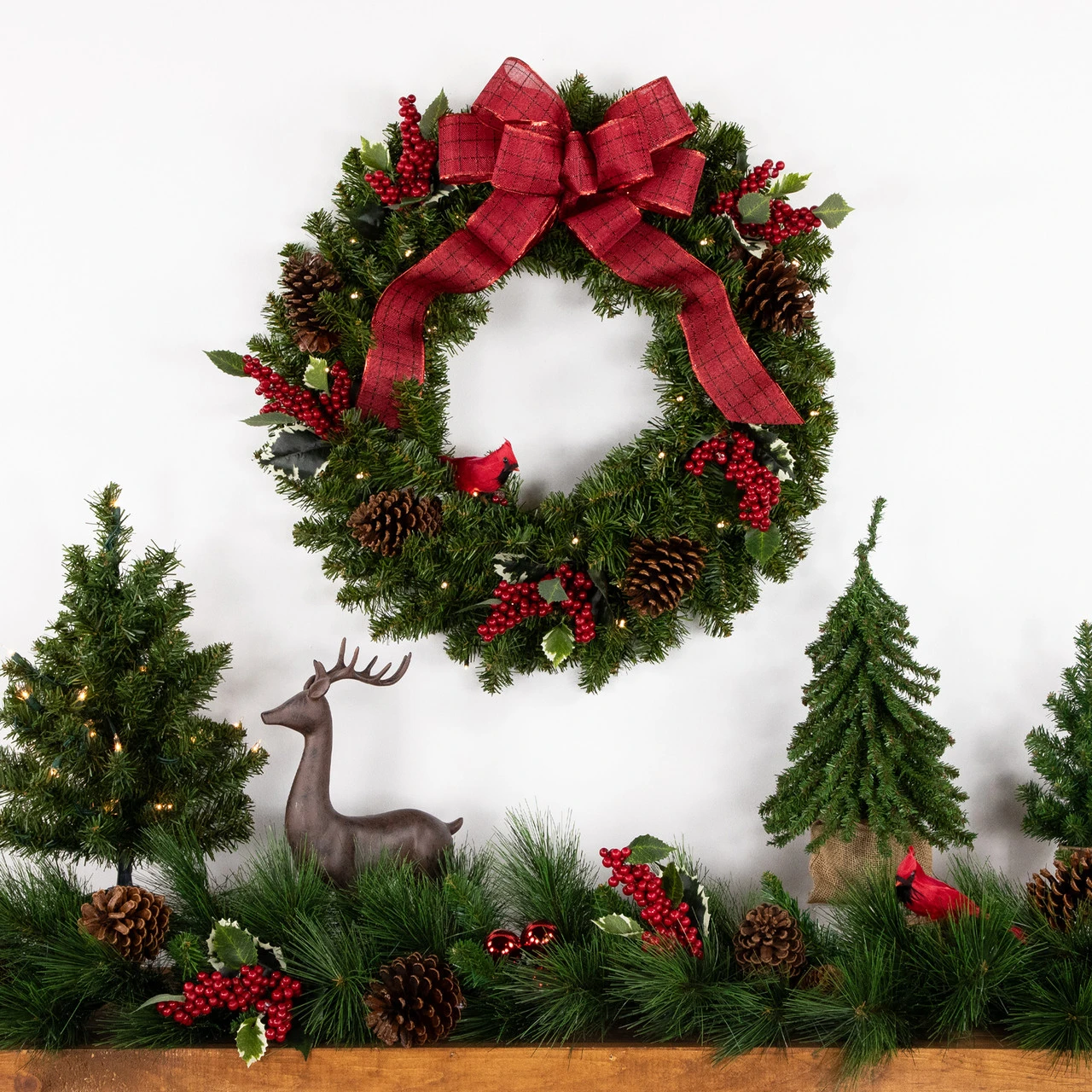 Pre-Lit Canadian Pine Artificial Christmas Wreath, 24-Inch, Clear Lights 3 Pre-Lit Canadian Pine Artificial Christmas Wreath, 24-Inch, Clear Lights - Image 3