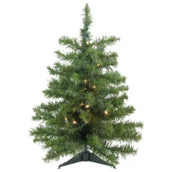 2' Pre-Lit Medium Canadian Pine Artificial Christmas Tree - Warm Clear Lights