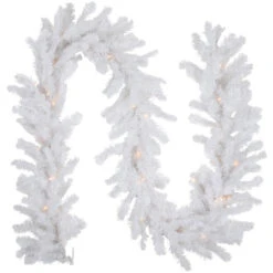 9' X 12" Pre-Lit Snow White Artificial Christmas Garland, Clear Lights