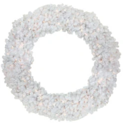 Pre-Lit White Commercial Snow White Pine Artificial Christmas Wreath - 6-Foot, Clear Lights