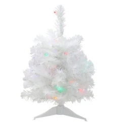 18" Pre-Lit Snow White Artificial Christmas Tree - Multicolor Lights