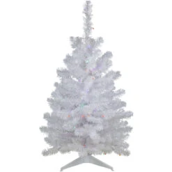 3' Pre-Lit LED Snow White Artificial Christmas Tree, Multi Lights