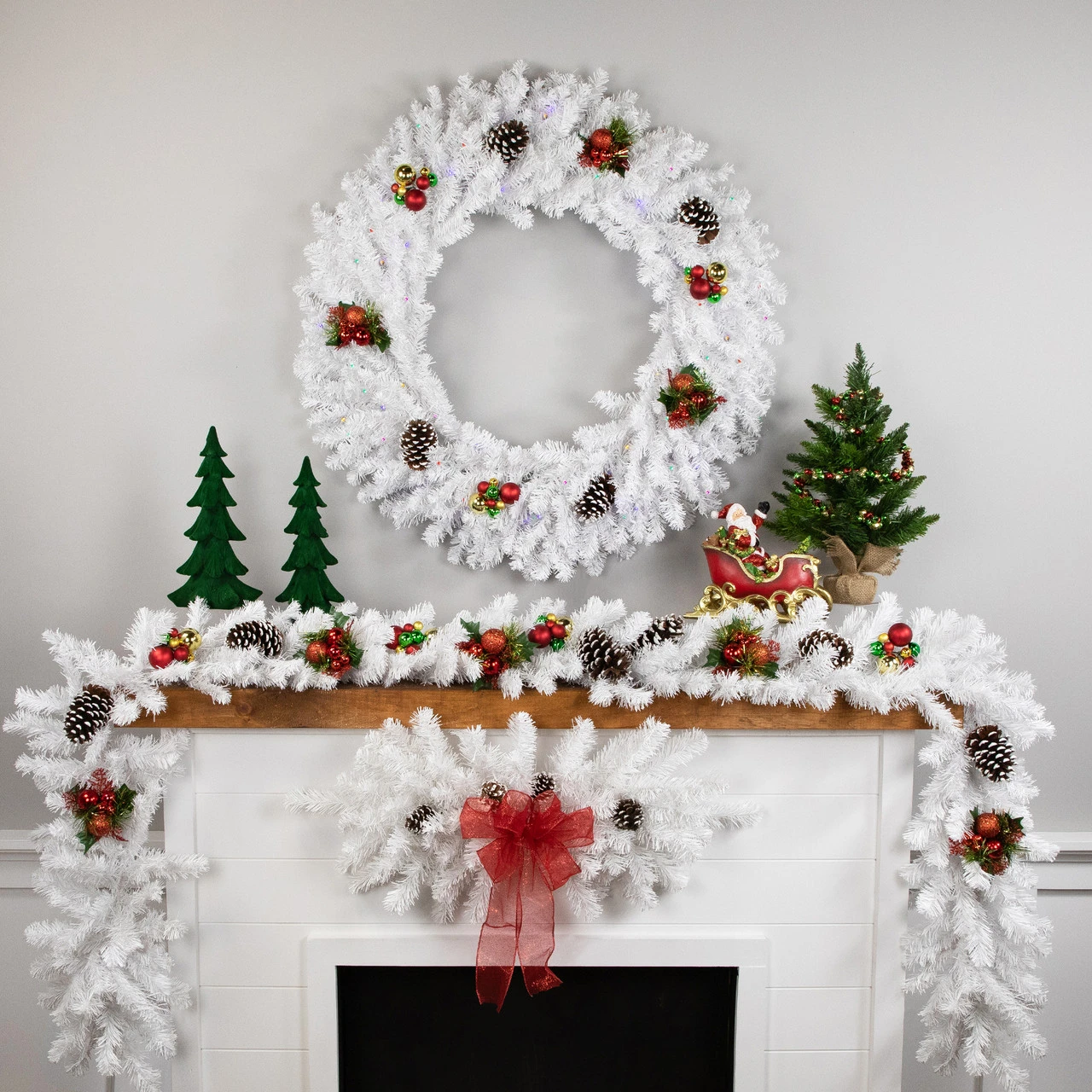 Pre-Lit White Pine LED Artificial Christmas Wreath - 36-Inch, Multicolor Lights 2 Pre-Lit White Pine LED Artificial Christmas Wreath - 36-Inch, Multicolor Lights - Image 2