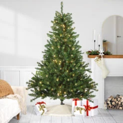8' Pre-Lit Medium Canadian Pine Artificial Christmas Tree - Candlelight LED Lights