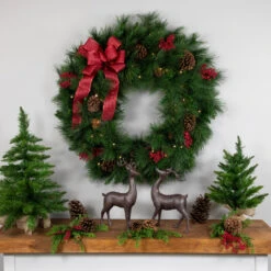 Pre-Lit White Valley Pine Artificial Christmas Wreath With Pinecones, 36-Inch, Clear Lights 5 Pre-Lit White Valley Pine Artificial Christmas Wreath With Pinecones, 36-Inch, Clear Lights -Best Christmas Store northlight v15890 3 52039.1683238525