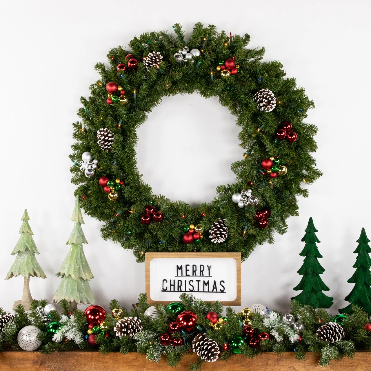 Pre-Lit Canadian Pine Artificial Christmas Wreath, 36 Inch, Multi Lights 3 Pre-Lit Canadian Pine Artificial Christmas Wreath, 36 Inch, Multi Lights - Image 3