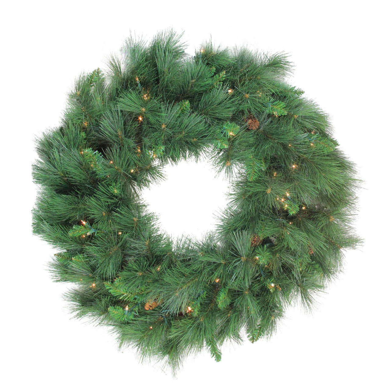 Pre-lit White Valley Pine Artificial Christmas Wreath,48-inch, Clear Lights 1 Pre-lit White Valley Pine Artificial Christmas Wreath,48-inch, Clear Lights