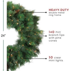 Pre-Lit Royal Oregon Pine Artificial Christmas Wreath - 24-Inch, Clear Lights -Best Christmas Store northlight v15939 thumbnail 71040.1667573420
