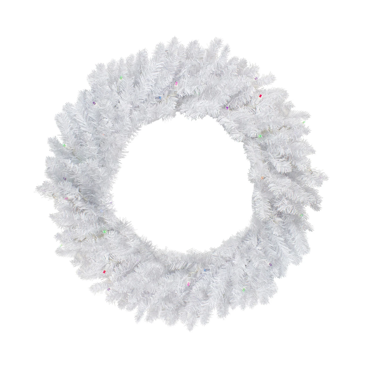 30" Pre-Lit LED Snow White Christmas Wreath - Multicolor Lights 1 30" Pre-Lit LED Snow White Christmas Wreath - Multicolor Lights