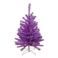 3' Metallic Purple Tinsel Artificial Christmas Tree - Unlit