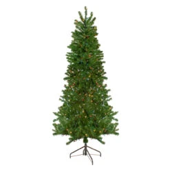 7.5' Pre-Lit Canadian Pine Slim Artificial Christmas Wall Tree - Multicolor Lights