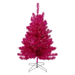 3' Metallic Pink Tinsel Artificial Christmas Tree - Unlit