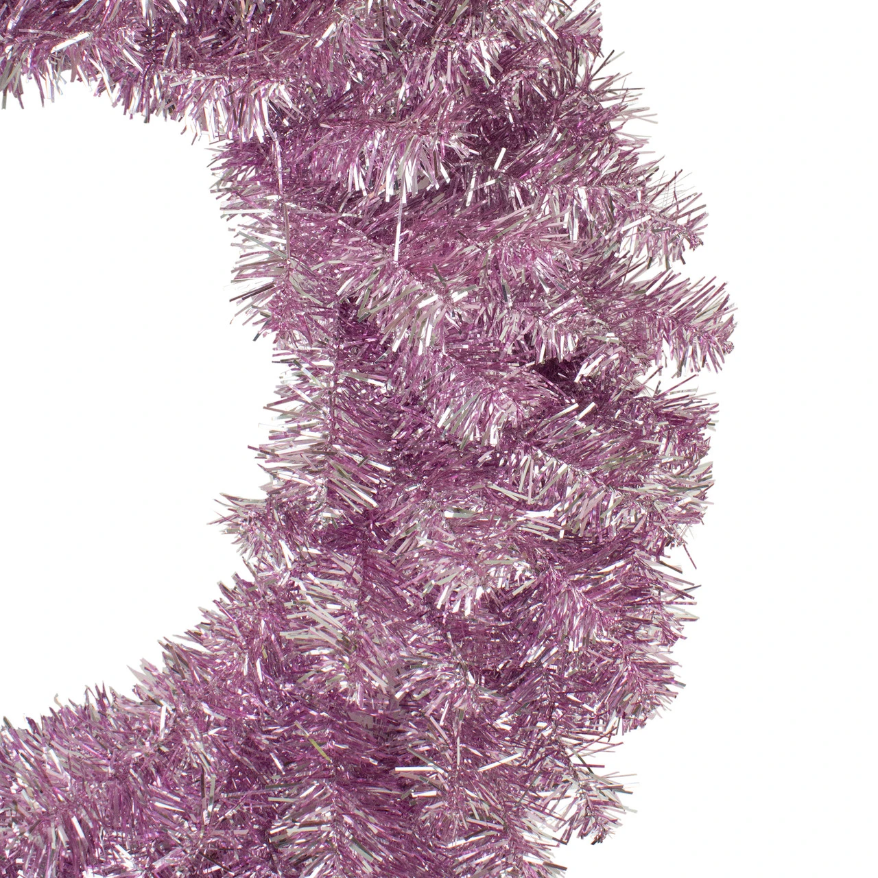 Metallic Pink Tinsel Artificial Christmas Wreath, 24-Inch, Unlit 2 Metallic Pink Tinsel Artificial Christmas Wreath, 24-Inch, Unlit - Image 2