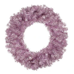 Metallic Pink Tinsel Artificial Christmas Wreath, 24-Inch, Unlit