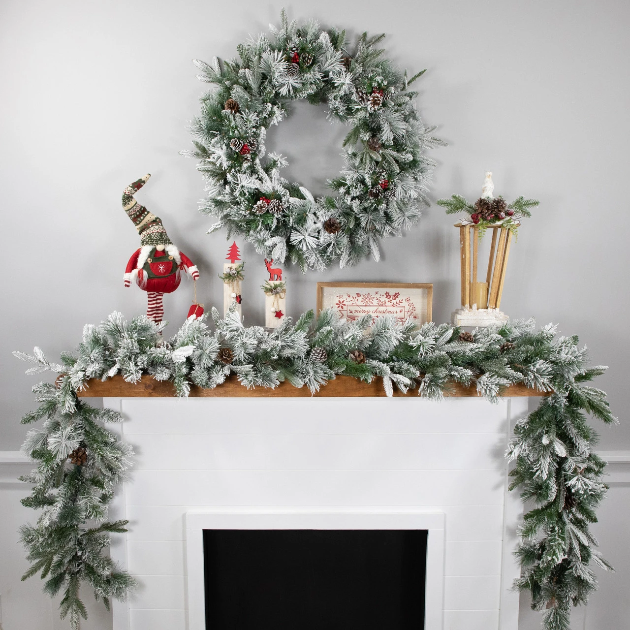 Flocked Rosemary Emerald Angel Pine Artificial Christmas Wreath - 30-Inch, Unlit 2 Flocked Rosemary Emerald Angel Pine Artificial Christmas Wreath - 30-Inch, Unlit - Image 2