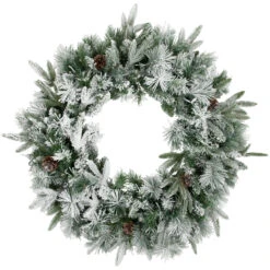 Flocked Rosemary Emerald Angel Pine Artificial Christmas Wreath - 30-Inch, Unlit
