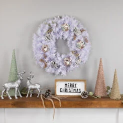 Icy White Iridescent Spruce Artificial Christmas Wreath, 24-Inch, Unlit -Best Christmas Store northlight v87059 3 77768.1667580453