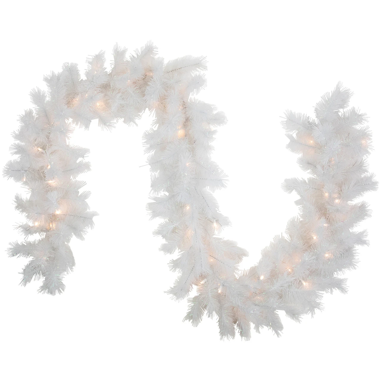 9' X 14" Pre-Lit White Alaskan Pine Artificial Christmas Garland, Warm White LED Lights 1 9' X 14" Pre-Lit White Alaskan Pine Artificial Christmas Garland, Warm White LED Lights
