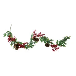 5' X 4.75" Pine Springs, Berries And Pine Cones Artificial Christmas Garland - Unlit