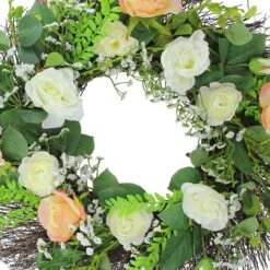 Rose And Foliage Artificial Spring Wreath - 24-Inch, Unlit -Best Christmas Store northlight vm18643 3 33606.1667520268