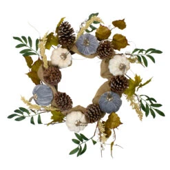 Pumpkins Foliage Grapevine Artificial Thanksgiving Wreath, 24-Inch, Unlit