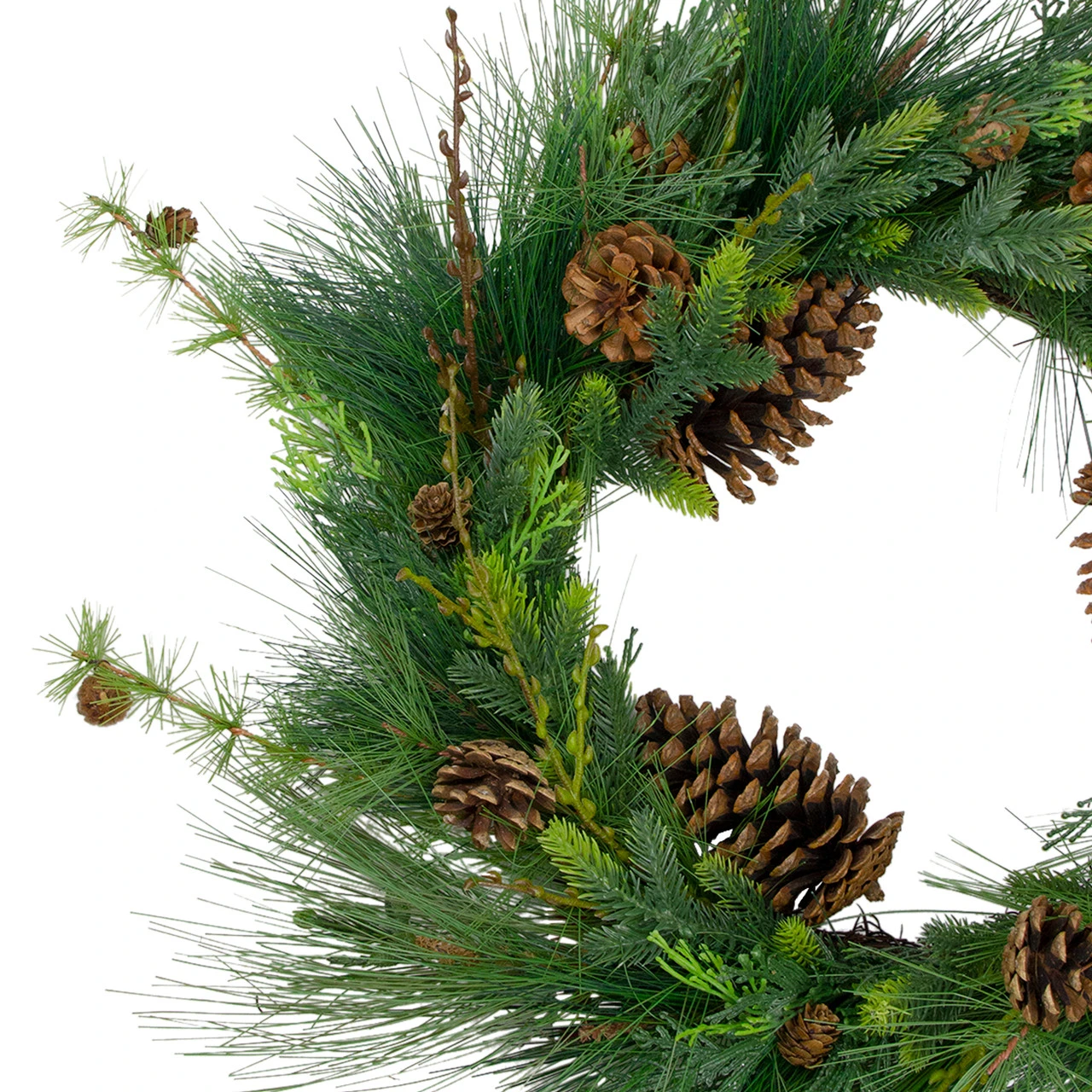 28" Long Needle And Pine Cones Artificial Christmas Wreath - Unlit 3 28" Long Needle And Pine Cones Artificial Christmas Wreath - Unlit - Image 3