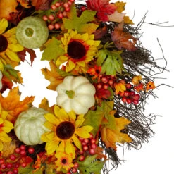 Sunflowers And Gourds Artificial Thanksgiving Wreath - 26-Inch, Unlit -Best Christmas Store northlight vm26536 2 75379.1667573675