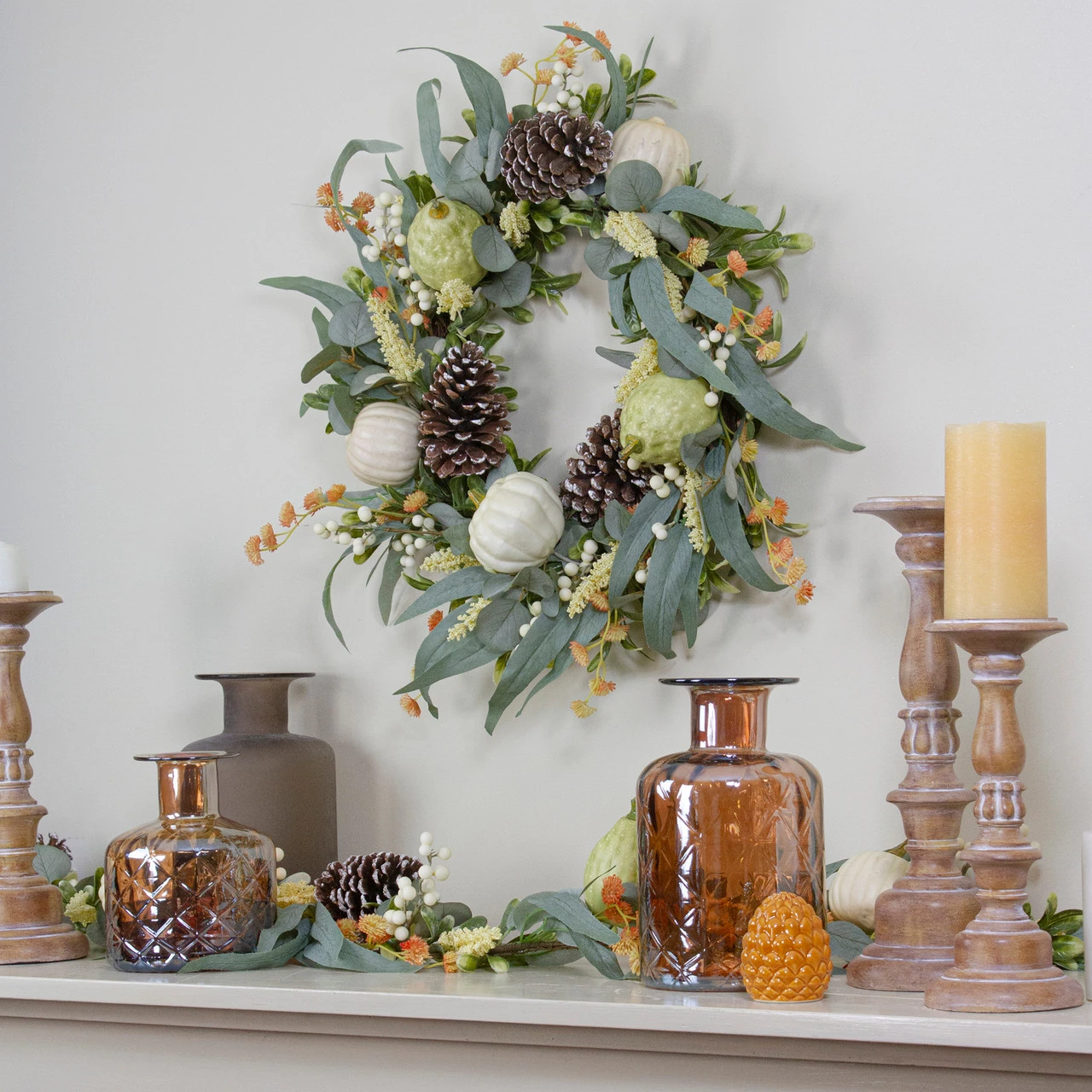 Gourds And Foliage Artificial Thanksgiving Wreath - 24-Inch, Unlit 2 Gourds And Foliage Artificial Thanksgiving Wreath - 24-Inch, Unlit - Image 2