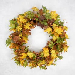 Berries And Twigs Artificial Thanksgiving Wreath Yellow 30-Inch - Unlit -Best Christmas Store northlight vm26541 ongray 08237.1678902859