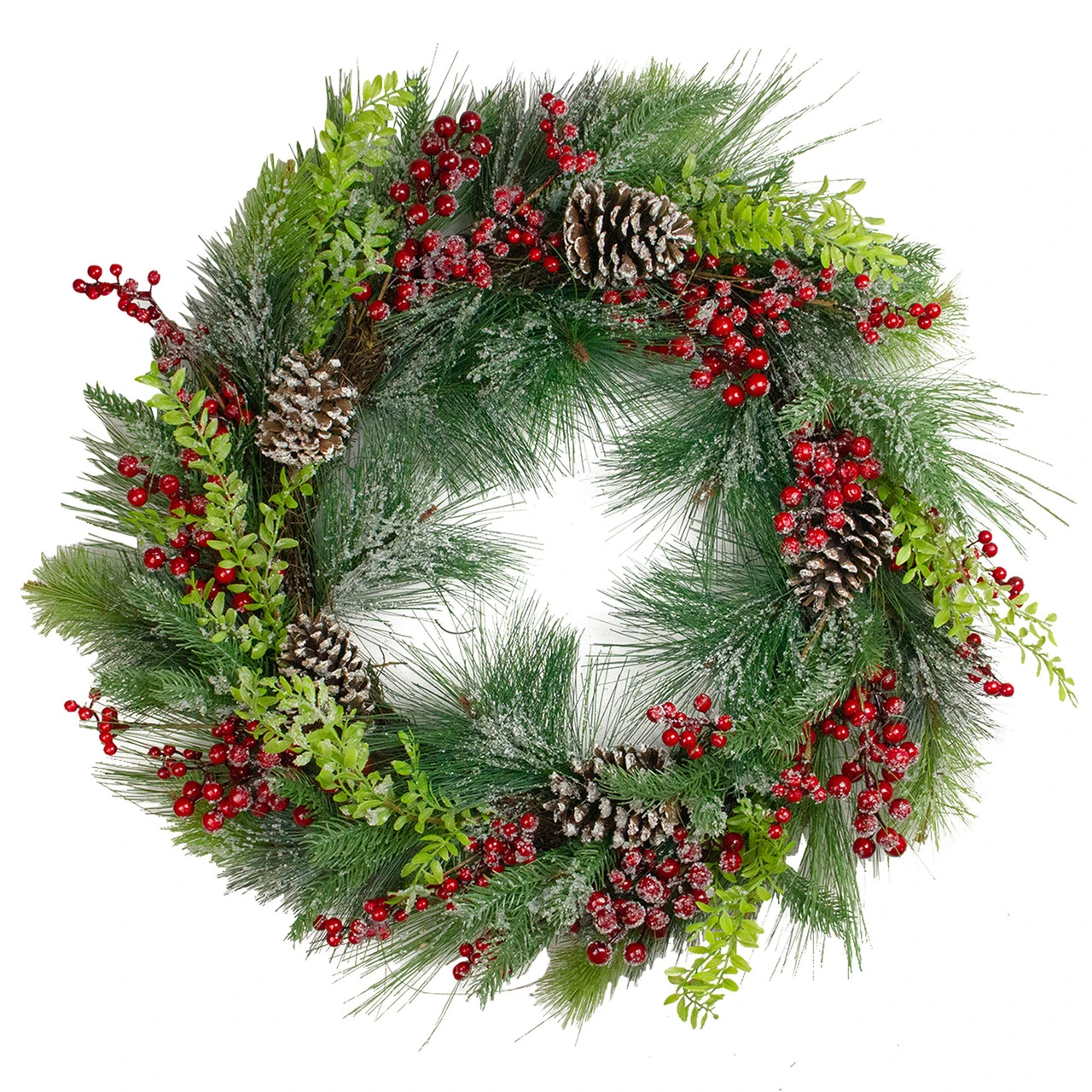 Iced Red Berries And Mixed Pine Artificial Christmas Wreath - 32 Inch, Unllit 1 Iced Red Berries And Mixed Pine Artificial Christmas Wreath - 32 Inch, Unllit