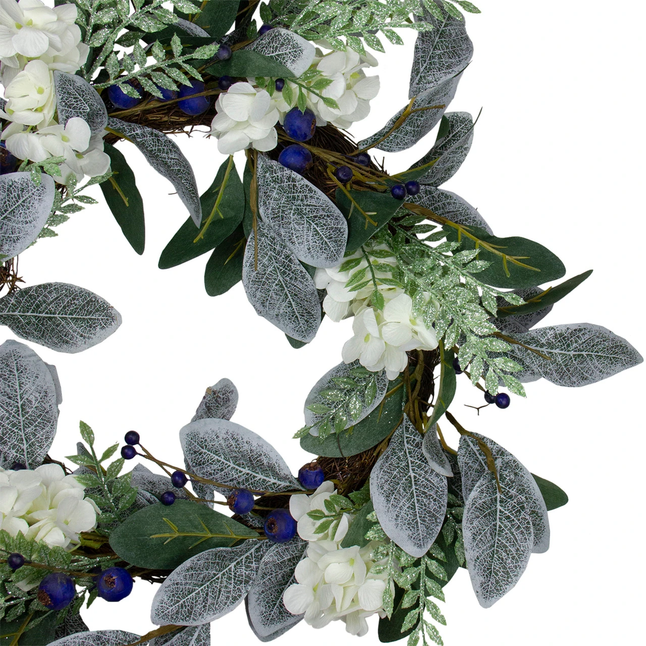 Iced Hydrangeas, Blueberries, And Foliage Artificial Christmas Wreath - 26 Inch, Unlit 3 Iced Hydrangeas, Blueberries, And Foliage Artificial Christmas Wreath - 26 Inch, Unlit - Image 3