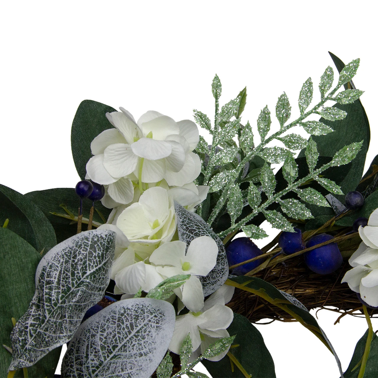 Iced Hydrangeas, Blueberries, And Foliage Artificial Christmas Wreath - 26 Inch, Unlit 4 Iced Hydrangeas, Blueberries, And Foliage Artificial Christmas Wreath - 26 Inch, Unlit - Image 4