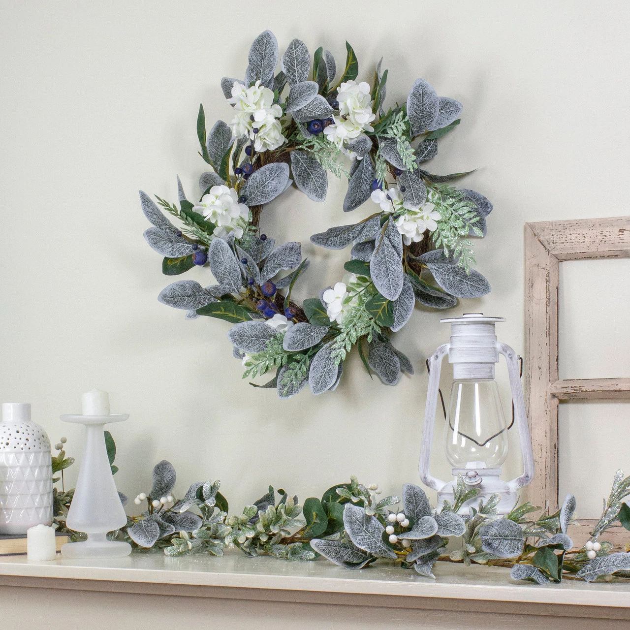 Iced Hydrangeas, Blueberries, And Foliage Artificial Christmas Wreath - 26 Inch, Unlit 2 Iced Hydrangeas, Blueberries, And Foliage Artificial Christmas Wreath - 26 Inch, Unlit - Image 2