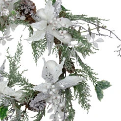 Iced White Poinsettia Artificial Christmas Wreath - 22 Inch, Unlit 5 Iced White Poinsettia Artificial Christmas Wreath - 22 Inch, Unlit -Best Christmas Store northlight vm26552 1 00264.1667491065