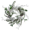 Iced White Poinsettia Artificial Christmas Wreath - 22 Inch, Unlit